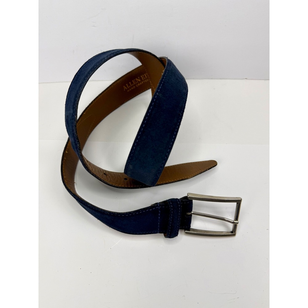 Allen Edmonds Mens Navy Blue Suede Leather Belt Made in USA 38 1015607